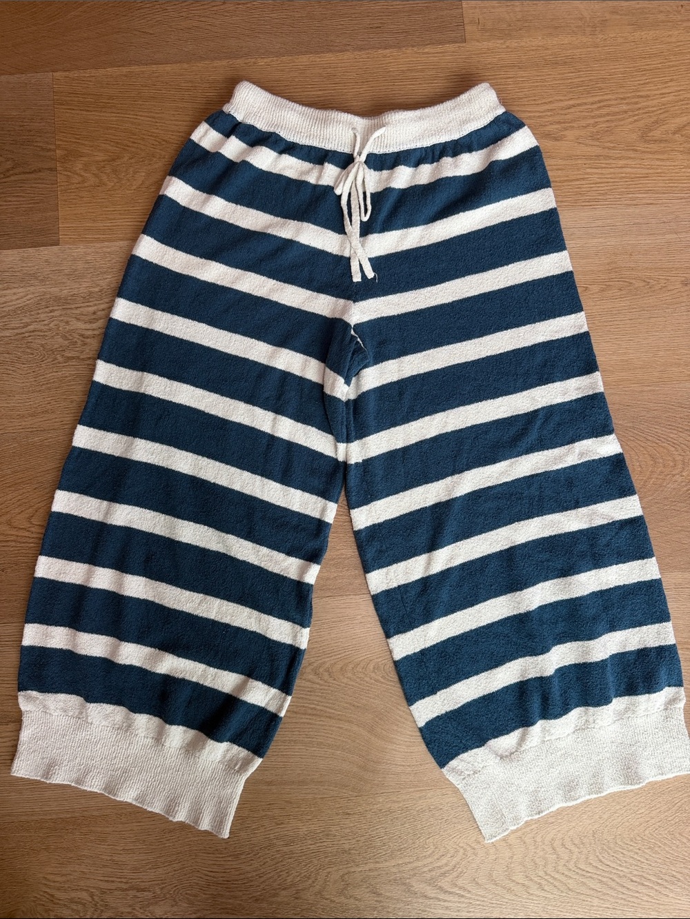 Free People Striped Navy and White Knit Lounge Pants